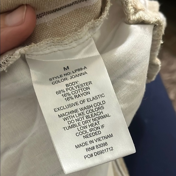 Ci Sono Tan and White Striped Wide Leg Paperbag Pants Belted - Picture 12 of 12